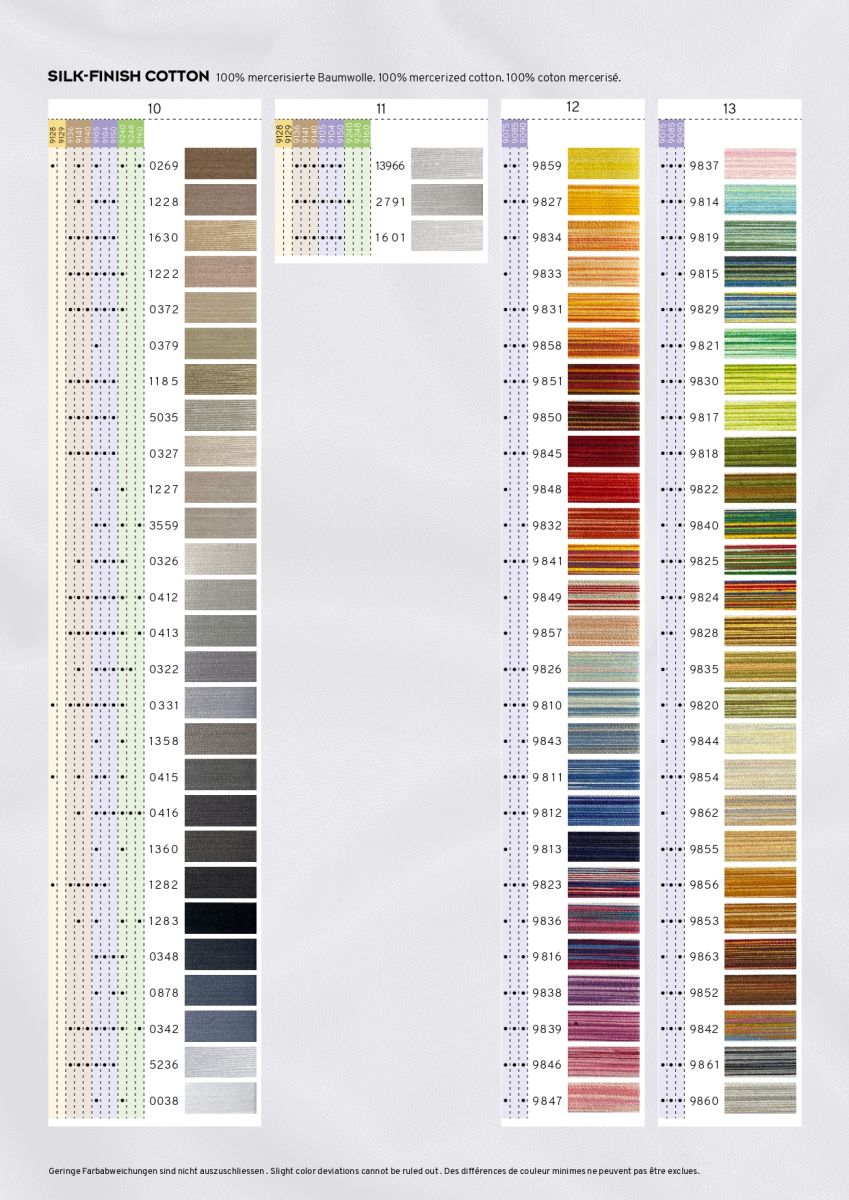 Mettler Silk Finish Cotton Shade Card Page 13