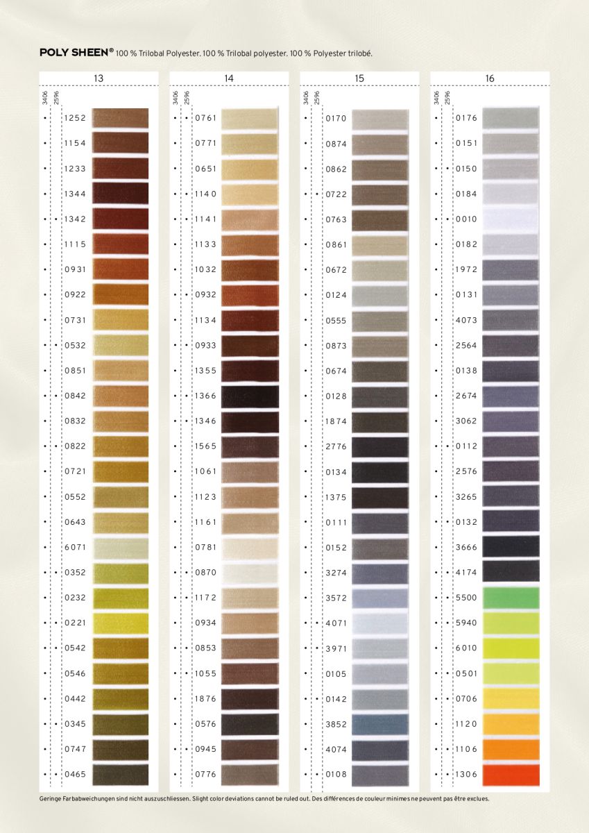 Mettler Polysheen Thread Shade Card Page 8