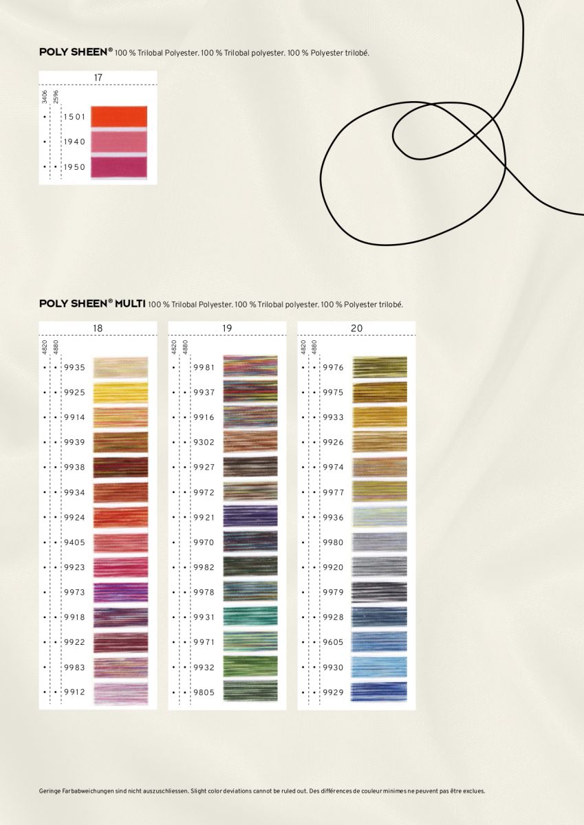 Mettler Polysheen Thread Shade Card Page 9