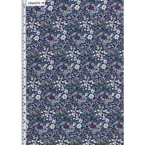 29cm REMNANT Tana Lawn JUNE&#39;S MEADOW (A) Dark Blue 100% Cotton 136cm Wide