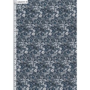 33cm REMNANT Tana Lawn JUNE&#39;S MEADOW (G) Blue 100% Cotton 136cm Wide