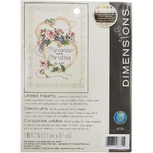 UNITED HEARTS Counted Cross Stitch Kit 5" x 7" (12.7cm x 17.7cm)