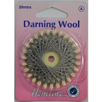 Hemline Darning Wool, 20 metres, DARK GREY, Strong yarn for darning socks, pullovers, jumpers etc.