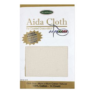 Aida Cloth 14 Count NATURAL 36cm x 45cm, Bonus Pattern &amp; Instructions