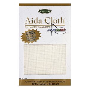 Aida Cloth 18 Count NATURAL 36cm x 45cm, Bonus Pattern &amp; Instructions