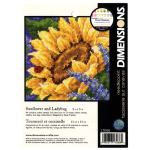 SUNFLOWER AND LADYBUG Counted Cross Stitch Kit 5&quot; x 5&quot; 17066