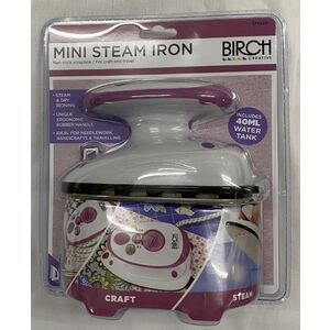Birch Mini Steam &amp; Dry Iron, Non Stick Soleplate, For Crafts &amp; Travel or Home