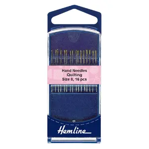 Gold Eye Quilting Needles Size 8, Pack of 16, by Hemline Quality Hand Needles