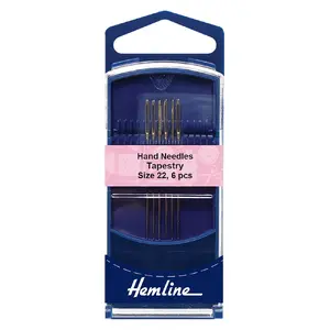 Gold Eye Tapestry Needles Size 22, Pack of 6 Needles, Hemline Quality Hand Needles