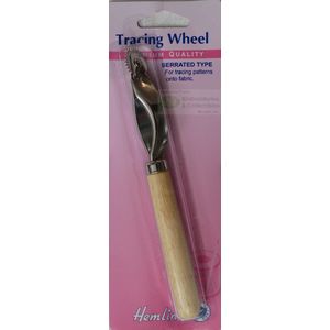 Hemline Premium Tracing Wheel Serrated Type, Trace Patterns to Fabric, Wood Handle