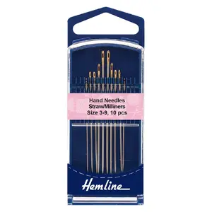 Gold Eye Straw/Millners Needles Sizes 3-9, Pack of 6 Needles