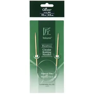 Clover 40cm x 2.50mm Takumi Bamboo Circular Knitting Needles (AKA Knitting Pins)