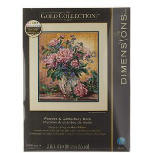 Dimensions PEONIES &amp; CANTERBURY BELLS Counted Cross Stitch Kit, 35211 Gold Collection