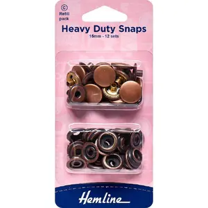 Heavy Duty Snaps Refill Pack, 15mm 12 Sets Brass Quality, BRONZE Colour