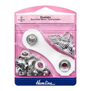 Hemline Eyelets, Tool Included, Large 10.5mm, 15 Eyelets, Directions On Pack