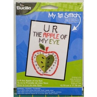 Bucilla My 1st Stitch Cross Stitch Kit 5"x7" "U R The Apple Of My Eye"