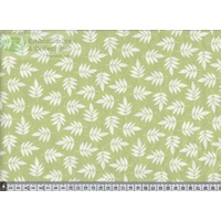 Notting Hill Print 647217-0152 GREEN CREAM Leaves 145cm Wide By Gutermann