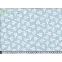 Notting Hill Print 647217-0195 BLUE CREAM Leaves 145cm Wide By Gutermann