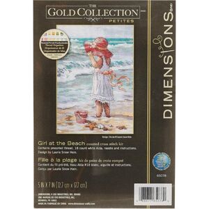 Dimensions GIRL AT THE BEACH Counted Cross Stitch Kit, #65078, Gold Petites