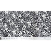 Cotton Fabric, 110cm Wide, 6954.99 BLACK / WHITE, 30cm REMNANT