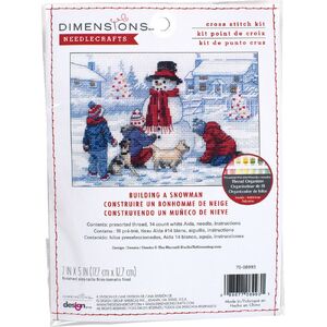 BUILDING A SNOWMAN Counted Cross Stitch Kit 7&quot; x 5&quot; (17.7cm x 12.7cm)