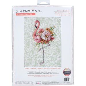 FLORAL FLAMINGO Counted Cross Stitch Kit 9&quot; x 12&quot; 70-35409