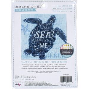 SEA TURTLE Counted Cross Stitch Kit 6&quot; x 6&quot; 70-65220