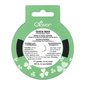 Clover Quick Fusible 6mm Bias Tape BLACK, 10 Metre Roll