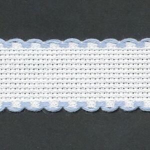 WHITE BABY BLUE EDGE 25mm Wide 14 Count Aida Band (7002-151), Priced per Metre