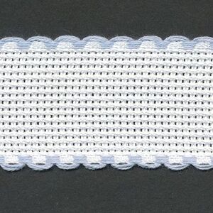 WHITE BABY BLUE EDGE 30mm Wide 14 Count Aida Band (7003-151), Priced per Metre