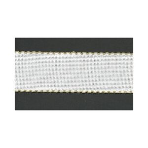 WHITE METALLIC GOLD EDGE 30mm Wide 14 Count Aida Band (7003-181), Priced per Metre