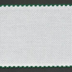 WHITE GREEN EDGED 80mm Wide 14 Count Aida Band (7008-166), Priced per Metre