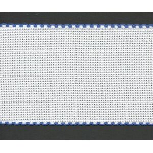 White Blue Edge 100mm Wide 14 Count Aida Band (7195-15), Priced per Metre