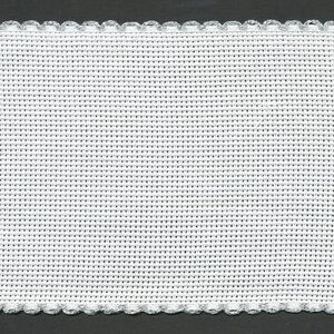 White Metallic Silver Edged 100mm Wide 14 Count Aida Band (7195-171), Priced per Metre