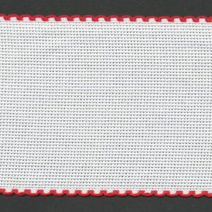 White Red Edge 100mm Wide 14 Count Aida Band (7195-19), Priced per Metre