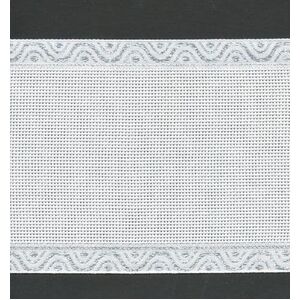 White Silver 12cm Wide 14 Count Pattern Edge Aida Band (72024-17), Priced per Metre