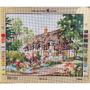 THATCHED COTTAGE Tapestry Design Printed On Canvas #11864