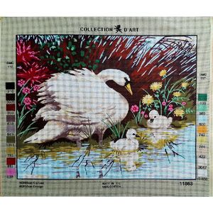 MOTHER SWAN &amp; CYGNETS Tapestry Design Printed On Canvas #11863