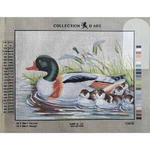 DUCK WITH DUCKLINGS Tapestry Design Printed On Canvas #10450