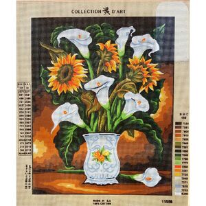 FLOWER VASE Tapestry Design Printed On Canvas #11558