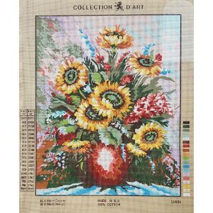 FLORAL VASE Tapestry Design Printed On Canvas #11461