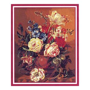 FLOWER VASE Tapestry Design Printed On Canvas #11518