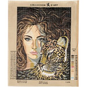 GIRL WITH LEOPARD Tapestry Design Printed On Canvas #11.370