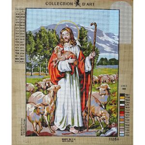 JESUS &amp; SHEEP Tapestry Design Printed On Canvas #11.164