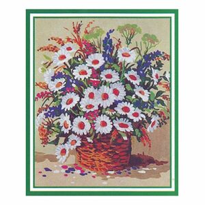 FLOWERS IN BASKET Tapestry Design Printed On Canvas #10105