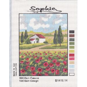 HOUSE IN FIELD Tapestry Design Printed On Canvas #S1418.14