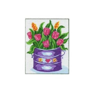 Tulips Tapestry Design Printed On Canvas &amp; Suggested DMC Wool #S1418.20