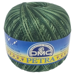 DMC PETRA Thread Size 3 #54045 Variegated GREEN Crochet & Knitting Cotton 100g Ball