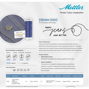 Mettler Denim Doc 100m Sewing Thread for Denim Fabrics