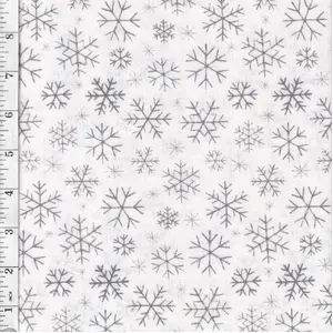 White Snowflake Mistletoe Magic Cotton Fabric 110cm wide